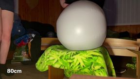 Bigbootylucy Riding and Crushing 10 Beachballs by Her Big Round Butt Slowmo