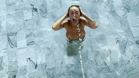 monika fox blowjob, rimming and golden shower in pool against sunset
