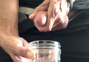 Erotic pissing in jar and masturbation