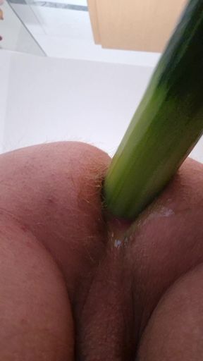 Deep Cucumber Anal Fuck Sissy Boy