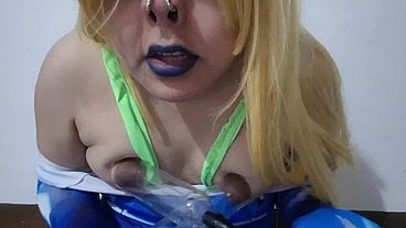 Full Version: Puffy Nipples Sissy Samus Pumping and Lactatingg her Tits with Vacuum Milking Machine until they Grow (Breast Expansion)