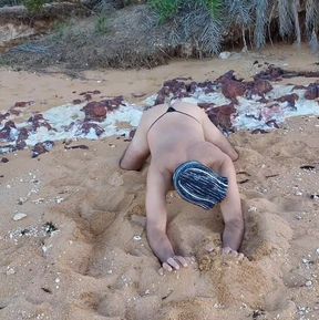 Ladysilva on the Beach in Very Hot Panties Her Ass