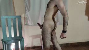 hairy model wearing a speedo jerking off on a cold night - louiferdi