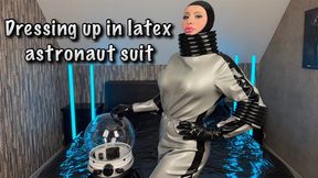 Dressing up in latex astronaut suit