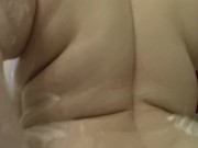 Blind BBW Enjoys Her Huge Soapy Boobs