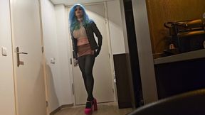 Green haired look showing off