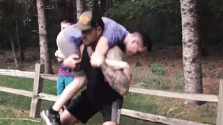 Trainer Dolf's raging boner with a black cock ring makes it way to Ian Levine's anus