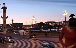 Crazy girl plays with herself in the city center