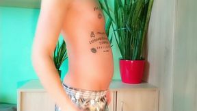 Twink Belly Bloated with Cola and Mentos Then Wank and Cumshot