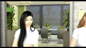 Petite chestnut-haired Sophie R and Latina Aishah S in a wild teen threesome