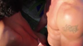 Dads And Sons By The Outside Pool