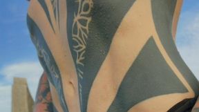 Sweaty Body Public Tease – Sweaty Tits & Sweaty Tummy - Risk of Getting Caught