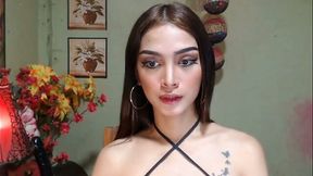 Shemale teasing you with her 9 inch dildo