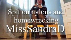 Spit on nylons and home wrecking with nylon bodysuit