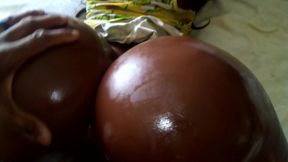 Lifting that Yellow Sundress up, so That I could Tap those Glorious, Greasy, Big ol' African Booty Cheeks! LOL