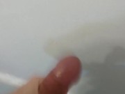 Cumming in shower with cockring on