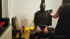 Saran-Wrapped Slave CBT – Exposed Cock Clamped & Spanked by Domme