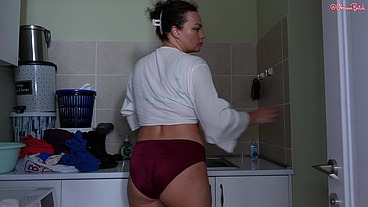 Don't Ignore My Jerk-off! Stepmommy Is Tied up and Fucked in the Ass with a Gag in Her Mouth, in a Dirty Laundry Room!