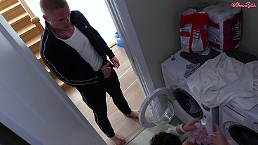 Don't Ignore My Jerk-off! Stepmommy Is Tied up and Fucked in the Ass with a Gag in Her Mouth, in a Dirty Laundry Room!