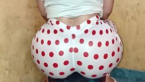White Polka Dot Leggings Butt