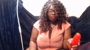 Loud moaning curly ebony BBW in glasses gets cum and make you CUM hard