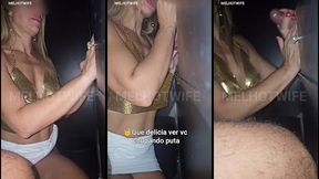 beijando e falando com o corno enquanto chupo varios paus no gloryhole