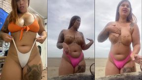 ruiva casada faz uma exibicao e depois vai na praia provocar o amiguinho virgem