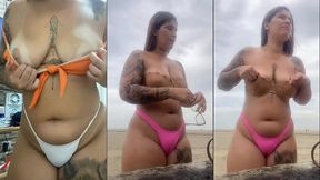 ruiva casada faz uma exibicao e depois vai na praia provocar o amiguinho virgem