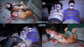 Tangled in love - Vito & Leon - 4K - Two men tied up and blindfolded in the hideout, wearing elegant shirts and trousers. Naked men hogtied and gagged, with wrap around tape gag. Humiliated by a woman.