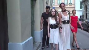 Steve Holmes and crew dominate two European slaves in a wild outdoor group orgy