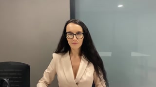 Lustful secretary masturbates under the desk in the office