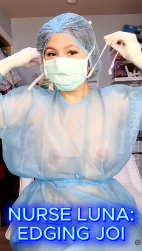 20 MIN Nurse Luna in her isolation gown and matching bouffant guides and edges you for 20 blissful minutes with a count down, Ready to play?