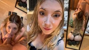 Amateur British Cutie Gets Covered In A Lot Of Cum In Mirror Bj - Jadevow