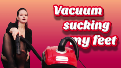 Vacuum sucking my perfect feet in black stockings