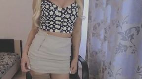 Blonde Sex BOMB Striped Naked On Webcam