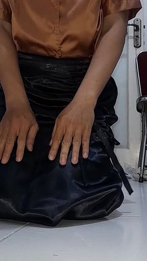 Satin Black Skirt Cum Rag