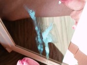Cumming on a mirror on a sunny day POV