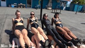 Facesitting by 4 Dominatrixes