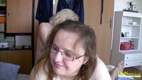OLDNANNY - Two busty mature ladies playing one cock with pleasure