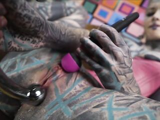 Pink Corset Solo Anal Masturbation with Iron Toy