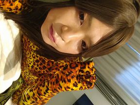 Japanese crossdresses masturbate wearing leopard zentai