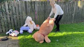 5 large toys Destroyed and burning
