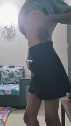 Cute Gay Sissy in Skirt