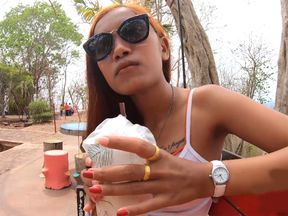 Thai GF visits Buddha before sex at home
