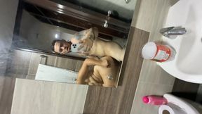 I spy on my stepmother's bitch while she showers since that slut is very hot and I end up fucking her