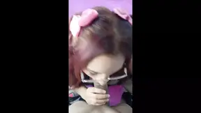 Amateur babe gags on massive cock and swallows cream