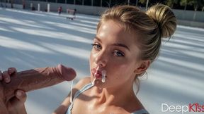 a naughty figure skater with plump lips gently sucks my cock, then swallows all the cum[ai]