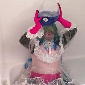 Roll Exe Cosplay Clear Plastic PVC Dress Sissy Blue Slime