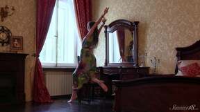 ”Long Dress Goddess Annett Admires The Mirror & Poses Nude in Bed!”