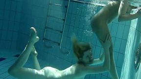 Amazing duet of hot Russian college girls in the pool